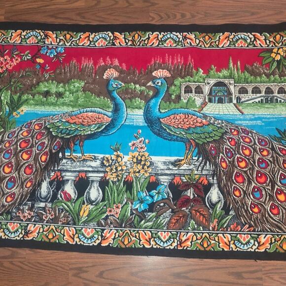 Vintage Turkish Peacock Pattern Tapestry